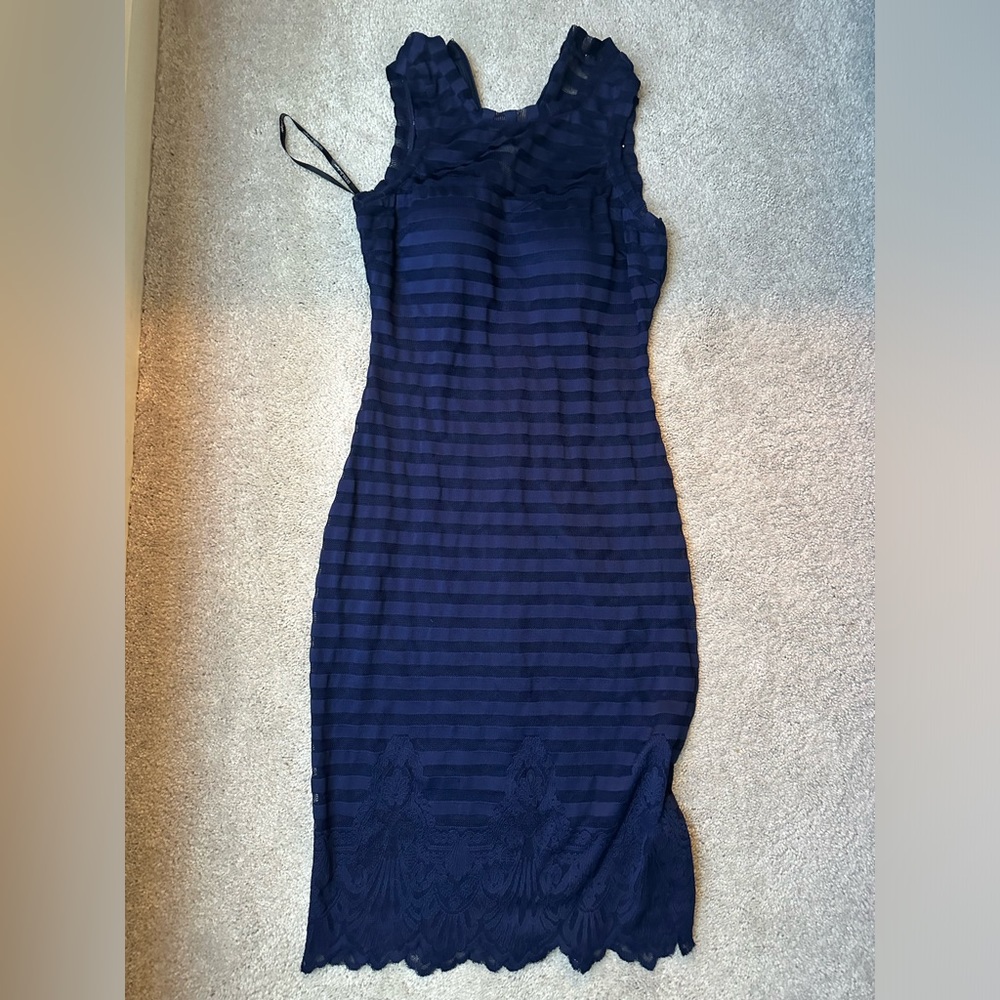 Guess striped sheer lace dress with built in bra